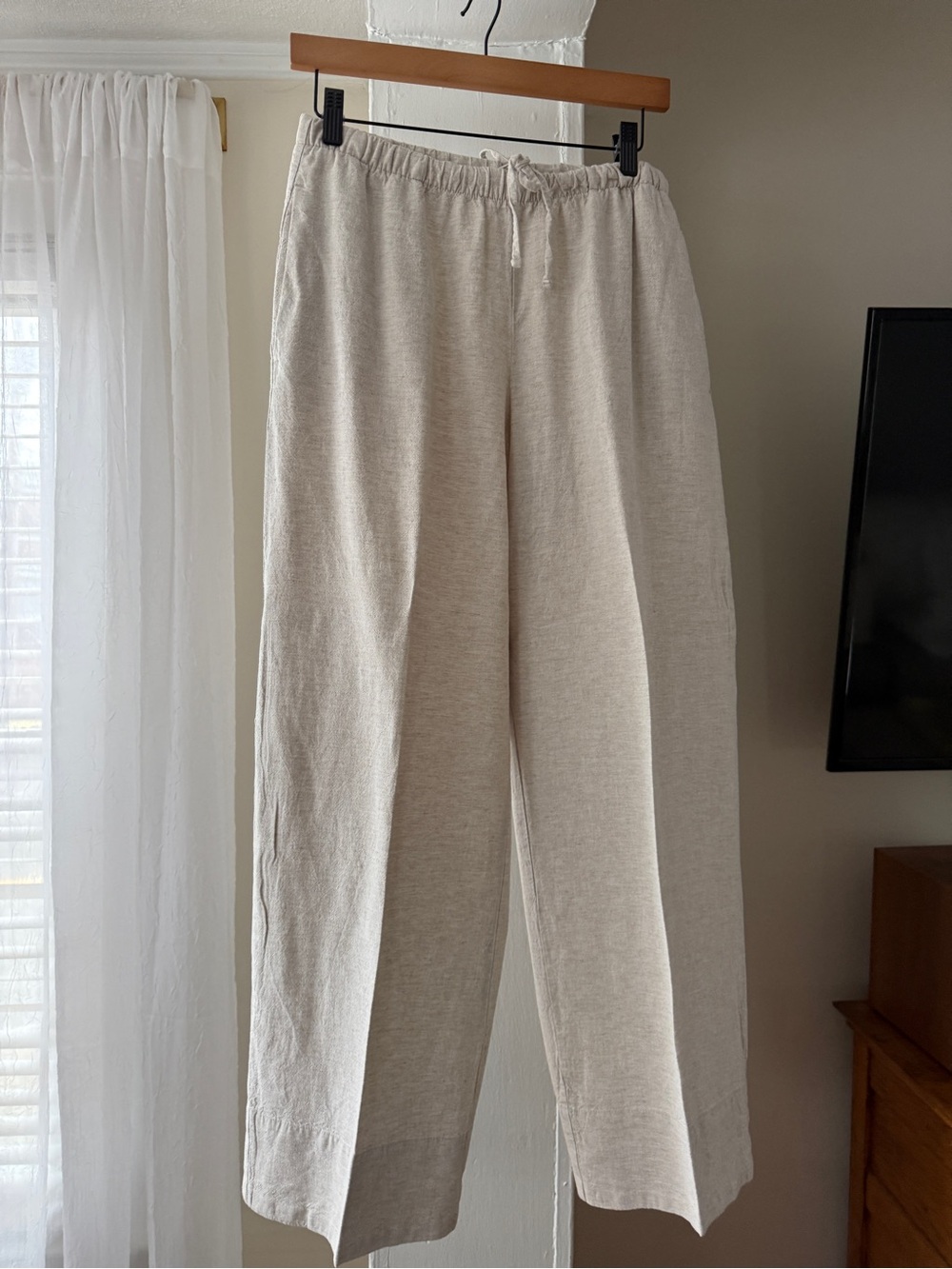 GAP Size Small Beige Linen Blend Wide Leg Easy Pull On Pants